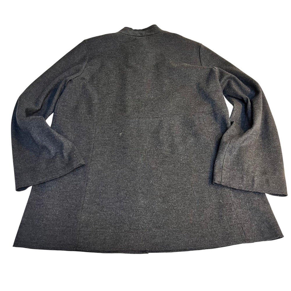 Eileen Fisher Womens Charcoal Gray Mock Neck Button Front Jacket Size M - Picture 8 of 14